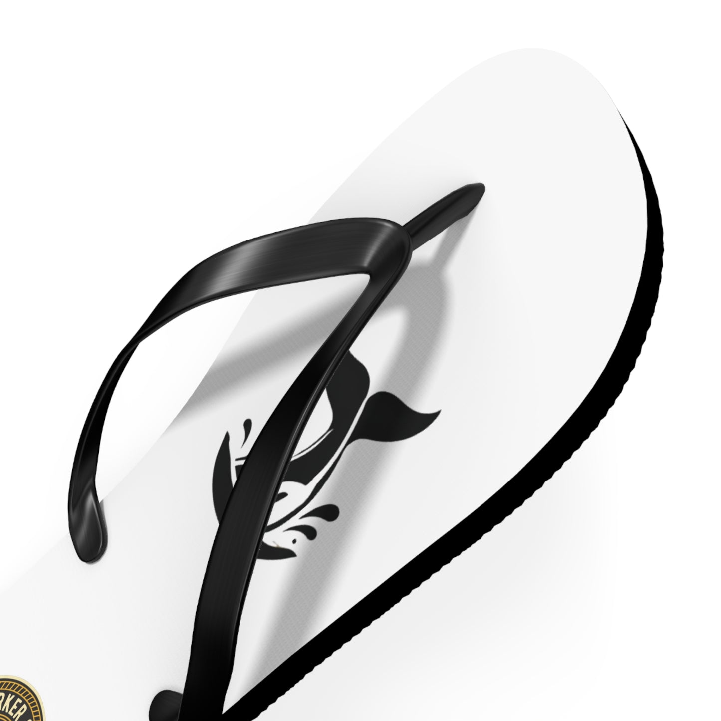 Whale Tail Flip Flops — Minimal Beach Sandals with Black Splash Design