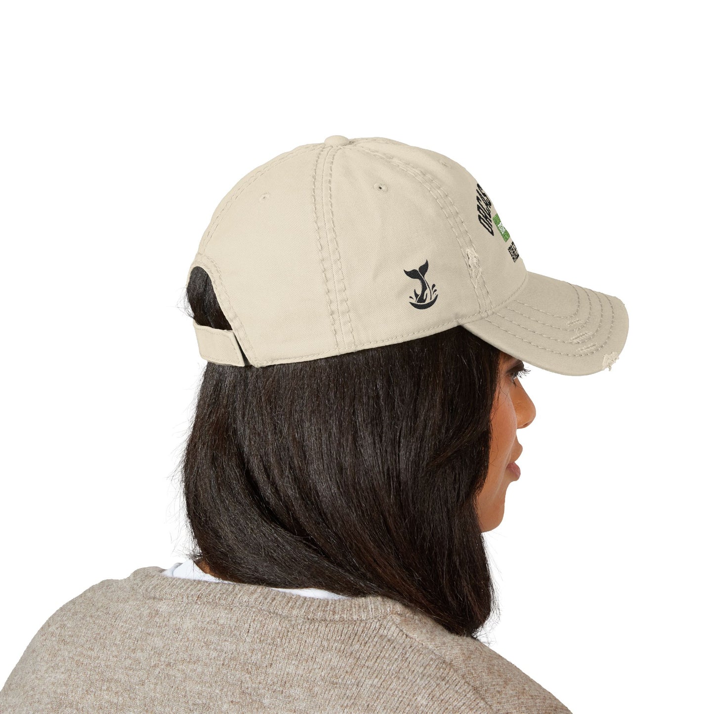 Distressed Hat in Khaki -- ORCAS ISLAND ATHLETIC DEPT. --  Hiqh quality embroidery - Perfect for Father's Day