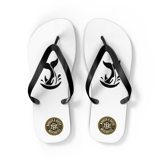 Whale Tail Flip Flops — Minimal Beach Sandals with Black Splash Design